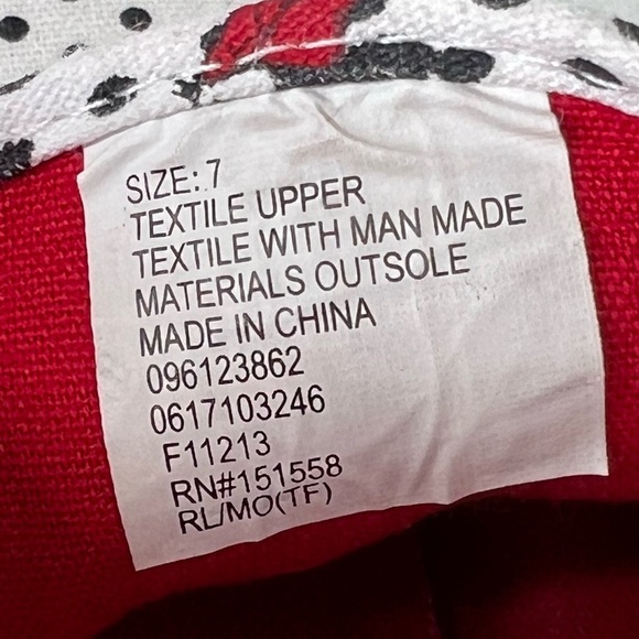 Disney Sneakers Minnie Mouse Polka Dot Canvas Sparkly Laces White Red Black 7 - Picture 6 of 14